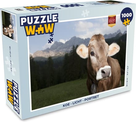 Puzzel Koe - Licht - Portret - Legpuzzel - Puzzel 1000 stukjes volwassenen