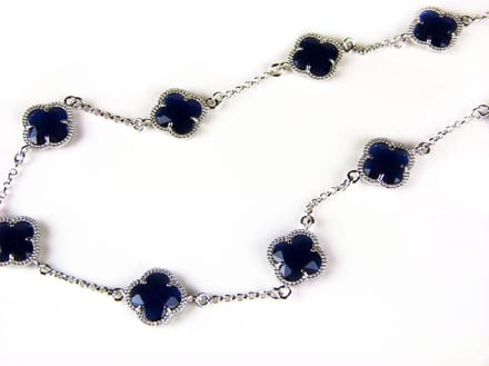 model 10 Fiori collier in zilver donkerblauwe klavers