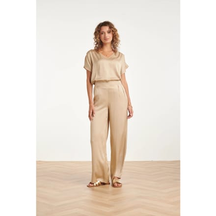 Smashed Lemon Wide leg pantalon met satijn-glans |