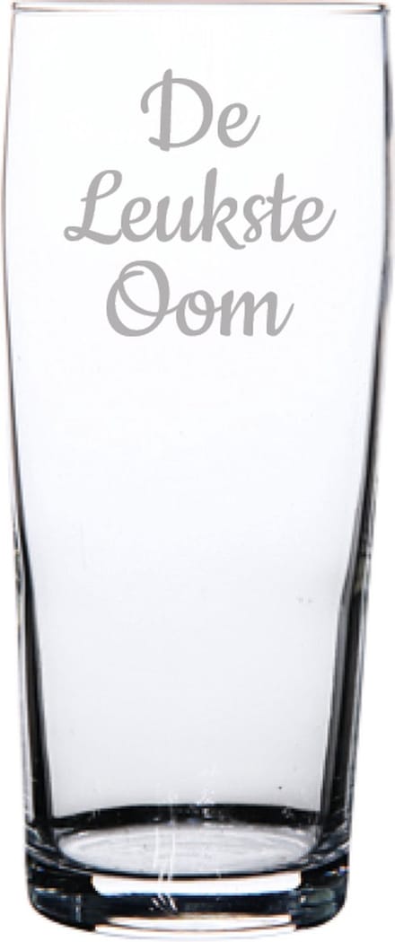 Gegraveerde bierfluitje 19cl De Leukste Oom