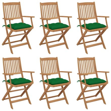 vidaXL - Inklapbare - stoelen - 6 - st - met - kussens - massief - acaciahout