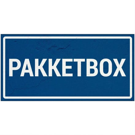 Pakketbox bord - blauw wit | Forex Re materiaal | 40 x 20 cm