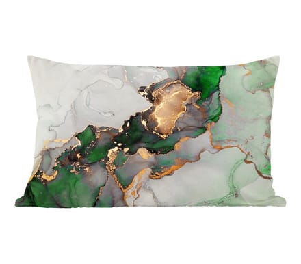 Sierkussens - Kussentjes Woonkamer - 60x40 cm - Marmer - Goud - Groen - Luxe