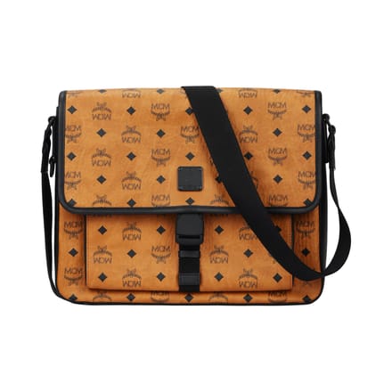 MCM Klassik Visetos Monogram Verstelbare Schouderband Leer Messenger Tas Heren tassen Bruin Cognac Zwart MMMCAKK02CO001 Basic Set (Bag+Dust Bag)