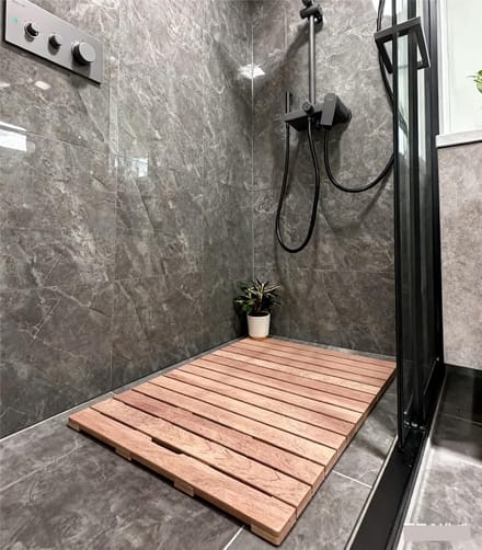 Houten Badmat - Douche Platform - Veilig Douchen - Massief Hout - 66x102cm - Natuurlijk