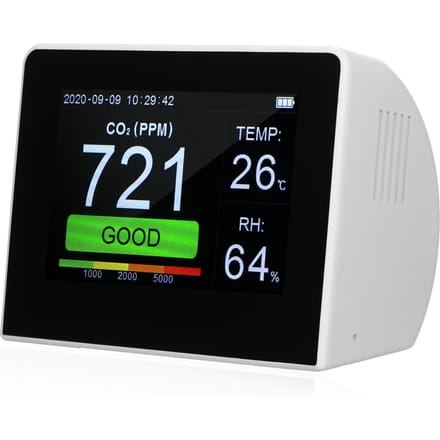 Desktop CO2/RV/Temp. 3-in-1 Multifunctionele Luchtkwaliteitsdetector Temperatuur Vochtigheid Monitor Black & White white