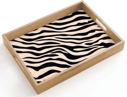 Dienblad hout 40x30 cm - Schootdienblad - Zebraprint - Dynamisch - Roze - Borrelplank rechthoek - Plateau dienbladen