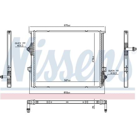 Lage-temperatuurRadiator, laadluchtRadiator NISSENS 606397