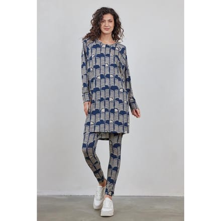 Comfy loose dress Dark blue Glow print