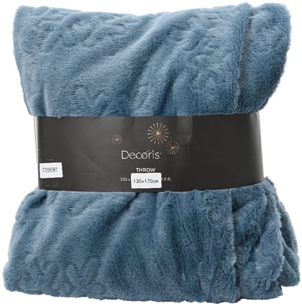 Decoris - Teddy Fleece Plaid - 130x170cm - Blauw/Petrol - Luxe Fluffy Throw