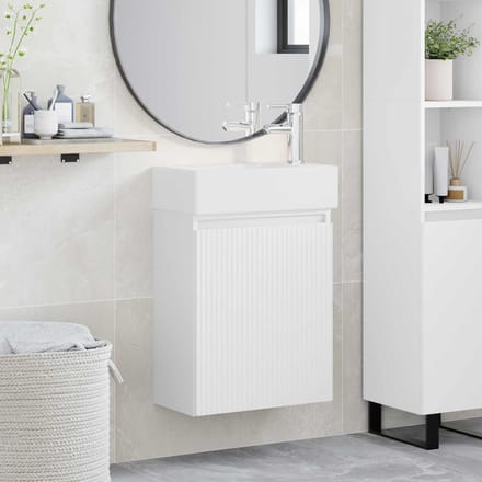 vidaXL - Badkamermeubel - met - kraan - Wit - 45,5 - x - 22,5 - x - 84 - cm