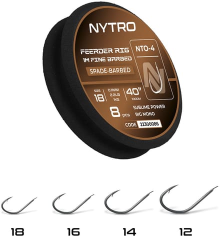 Nytro Ready Tied Rigs Feeder Rig Fine 1.00m Spade-Barbed (8 pcs) - Maat : Haak 16 - 0.13mm