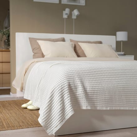 2x Witte Plaid/Sprei 230x250 cm - Gerecycled Katoen