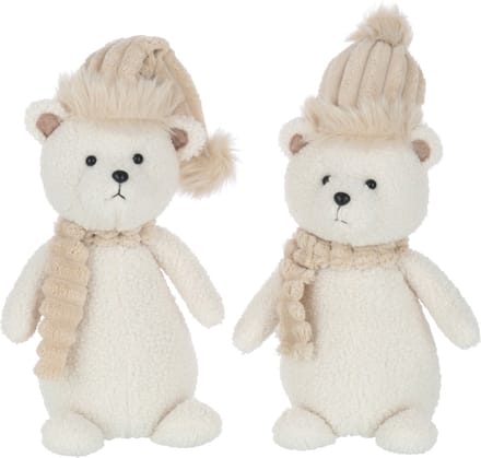 J-Line figuur Beer Hoed Sjaal - textiel - beige - small - 2 stuks