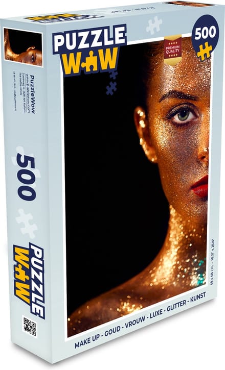 Puzzel Make up - Goud - Vrouw - Luxe - Glitter - Kunst - Legpuzzel - Puzzel 500 stukjes