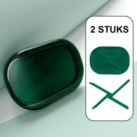 2 Stuks Beugeldoosje Langwerpig – Groen – Nachtbeugel Case – Invisalign, Wattenstaafjes, Flossdraad