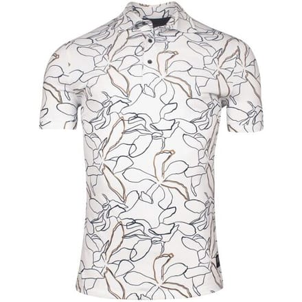 Giordano Polo Formentini Floral Pattern Subtle Stretch Piqué Wit / male