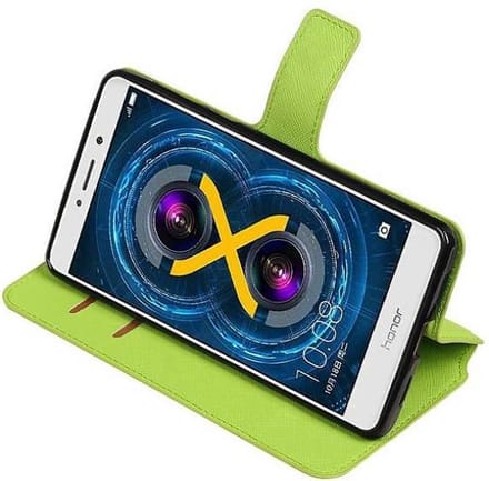 Cross Pattern TPU Bookstyle Wallet Case Hoesjes Geschikt voor Huawei Honor 6X Groen