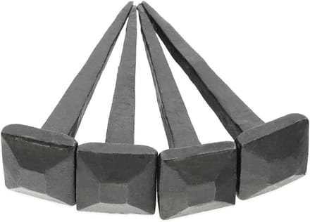 Set van 4 Handgesmede Rustieke Vierkante Kop Zwarte IJzernagels 75mm