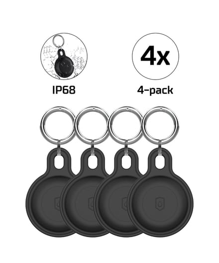 Tectier AirTag Sleutelhanger Siliconen Waterdicht IP68 4 Stuks - Zwart
