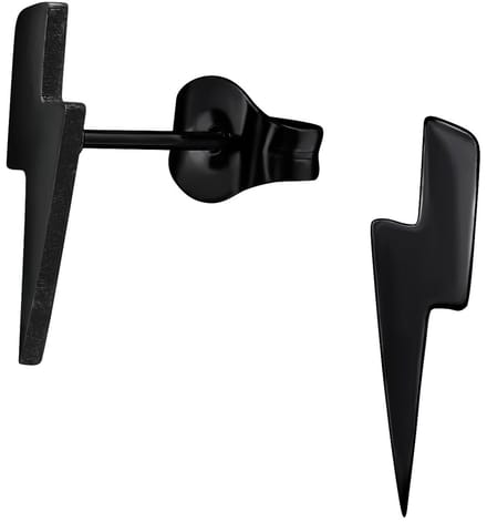 CS Joy - Bliksem oorbellen - Chirurgisch staal - 3 x 13 mm - zwart - ip/pvd black plated