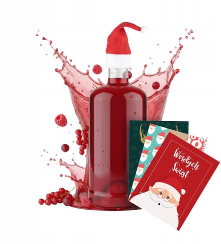 Bimberek Tadek Serie - Cadeaubrief Glasfles - 500ml - Kerstmuts - Transparant