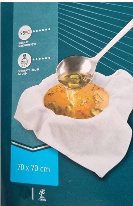 Professioneel keuken passeer filter doek wit 70 x 70 cm tot 95 graden te wassen