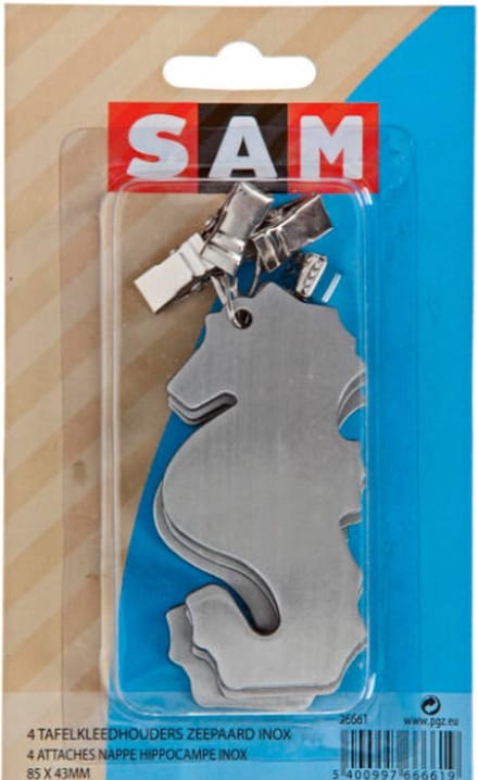Sam Tafelkleed Houders Zeepaard - 4 stuks – Afmeting: 85 x 43 mm.