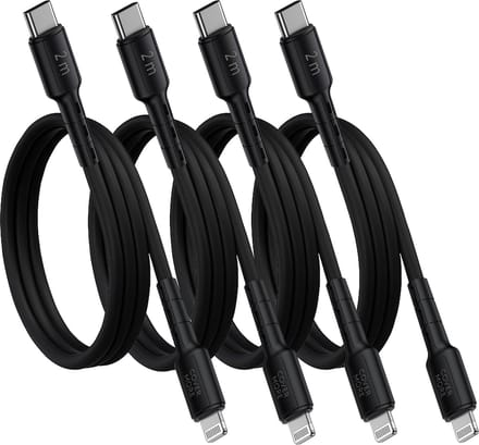 Voordeelpak oplaadkabels geschikt voor iPhone kabels - 4 stuks - 2 meter - Zwart