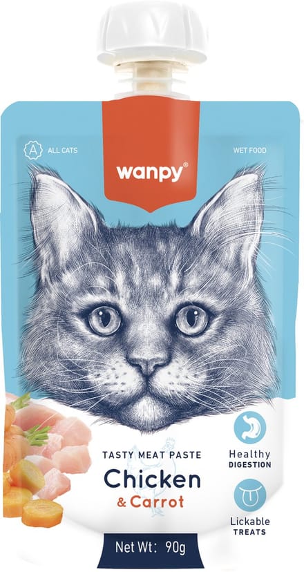 Wanpy - Smakelijke vleespasta Kip & Wortel - Kattensnack