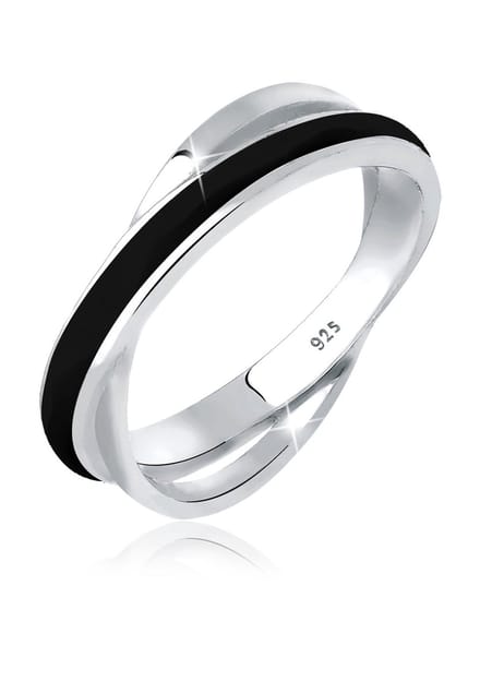 Elli - Ring - Dames Wikkel Modern met wit Emaille in 925 Sterling Zilver - Dames