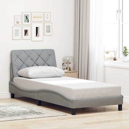 vidaXL - Bedframe - zonder - matras - 90x200 - cm - stof - lichtgrijs
