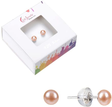 Oorbellen Parel zalmkleurig 4 mm