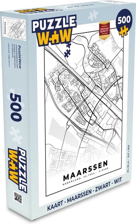 Puzzel Kaart - Maarssen - Zwart - Wit - Legpuzzel - Puzzel 500 stukjes