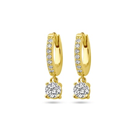 Glams klapoorringen zirkonia 1 micron - 12 mm - Zilver