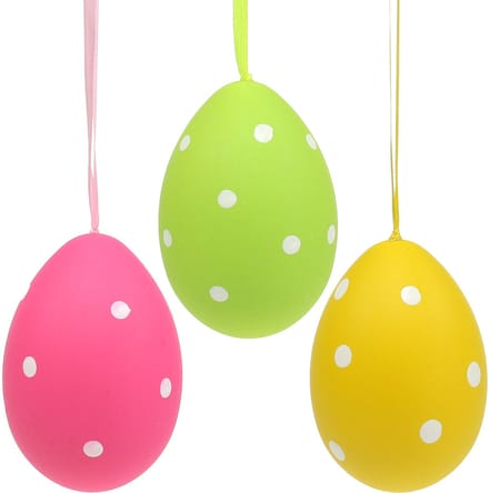 Eierplastic kleurrijk 15cm om op te hangen 3 st, 3 Stück