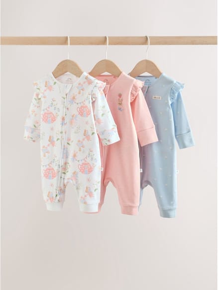 Next - Meisjes - Set van 3 babypyjama's met tweewegritssluiting - Wit