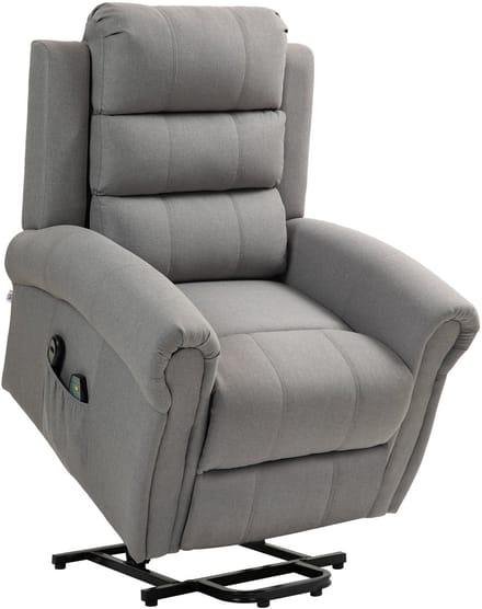 HOMCOM Elektrische Sta-op Fauteuil met Massage en Verwarming - Relaxstoel - Liftstoel - Tv-fauteuil - Lichtgrijs