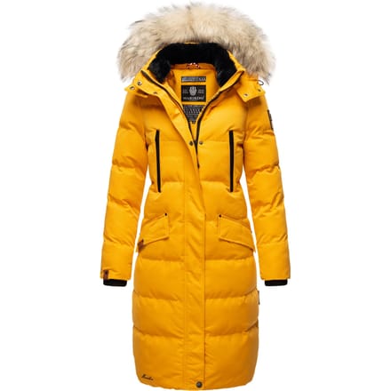 Marikoo dames winterjas – Schneesternchen, lang met capuchon & imitatiebontkraag