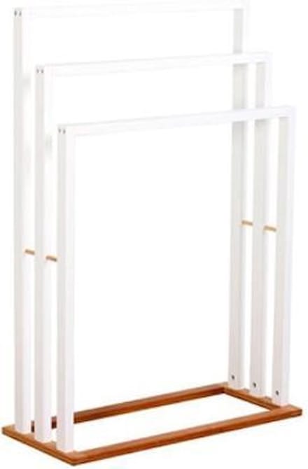 5Five Handdoeken ophang/drogen rek badkamer - wit bamboe hout - 55 x 24 x 82 cm