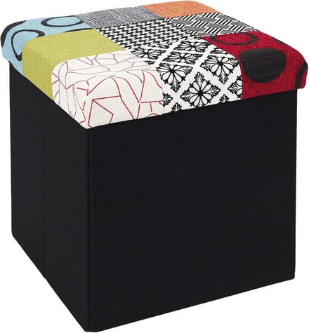 Coffre Pouf Pliable Patchwork Rangement Assise 2en1