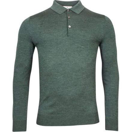 Thomas Maine Trui Pullover Polo Collar Buttons Single Knit Pine Green / male
