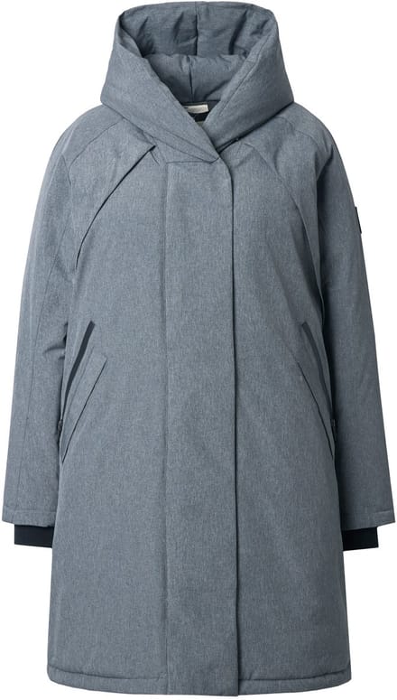 Ulla Popken - Dames - HYPRAR functionele mantel waterdicht capuchon - Donkergrijze melange - Maat 46+