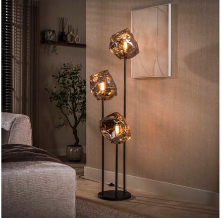 Vloerlamp Rock getrapt 3L - Chroom glas