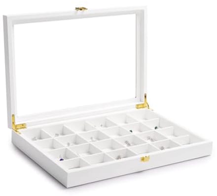 Stapelbare Sieradendoos met Leren Deksel - Organisator voor Sieraden met 24 Compartimenten