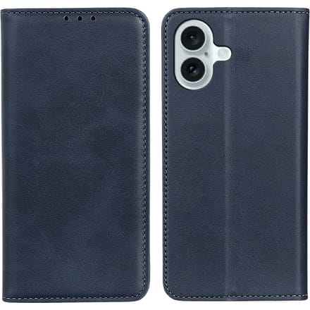 CaseBody Apple iPhone 17 Real Leather Wallet Hoesje Blauw