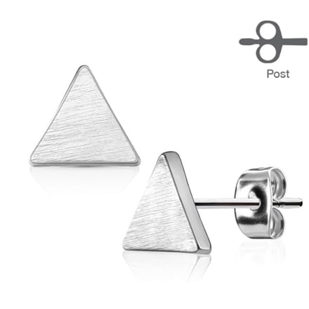 Oorbellen triangel geborsteld - zilver - LMPiercings