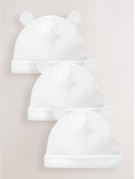 Next - Pasgeboren unisex - Beanie Jersey baby mutsen 3 set - Wit