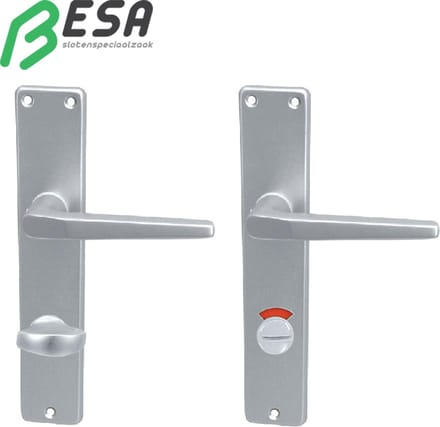 WC deurbeslag 72 rood/wit met krukkenpaar Zilver