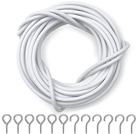 Netgordijndraad en haken set - 4 meter met 8 ogen en haken voor multifunctioneel gebruik